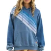 Hoodies | Hoodies | Aviator Nation CROSS STRIPE RELAXED PULLOVER HOODIE - FADED WATER FADEDWATER