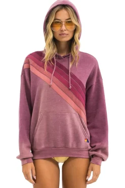 Hoodies | Hoodies | Aviator Nation CROSS STRIPE RELAXED PULLOVER HOODIE - FADED BERRY FADEDBERRY