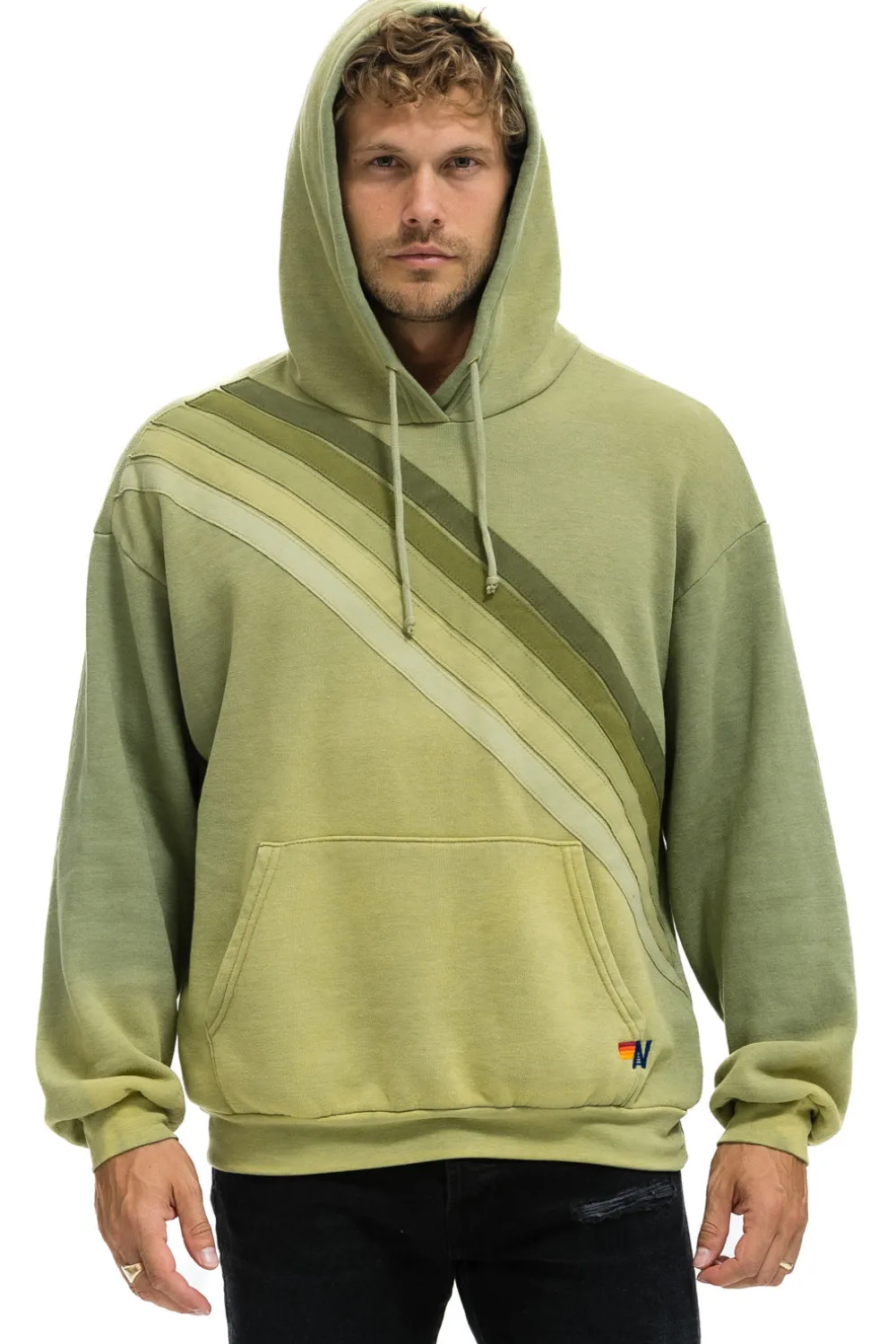 Hoodies | Hoodies | Aviator Nation CROSS STRIPE RELAXED PULLOVER HOODIE - FADED ARMY FADEDARMY