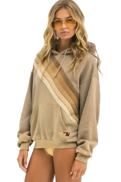Hoodies | Hoodies | Aviator Nation CROSS STRIPE RELAXED PULLOVER HOODIE - FADED TAN FADEDTAN