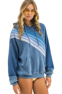 Hoodies | Hoodies | Aviator Nation CROSS STRIPE RELAXED PULLOVER HOODIE - FADED WATER FADEDWATER