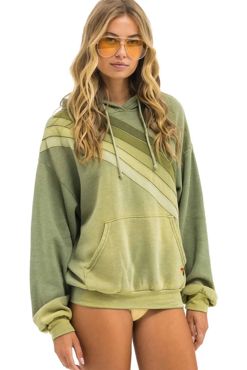 Hoodies | Hoodies | Aviator Nation CROSS STRIPE RELAXED PULLOVER HOODIE - FADED ARMY FADEDARMY