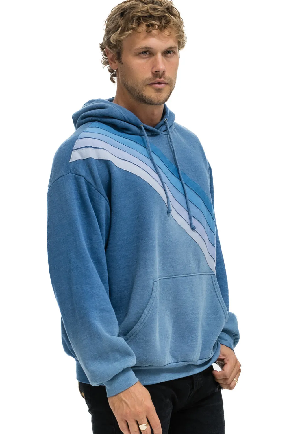 Hoodies | Hoodies | Aviator Nation CROSS STRIPE RELAXED PULLOVER HOODIE - FADED WATER FADEDWATER