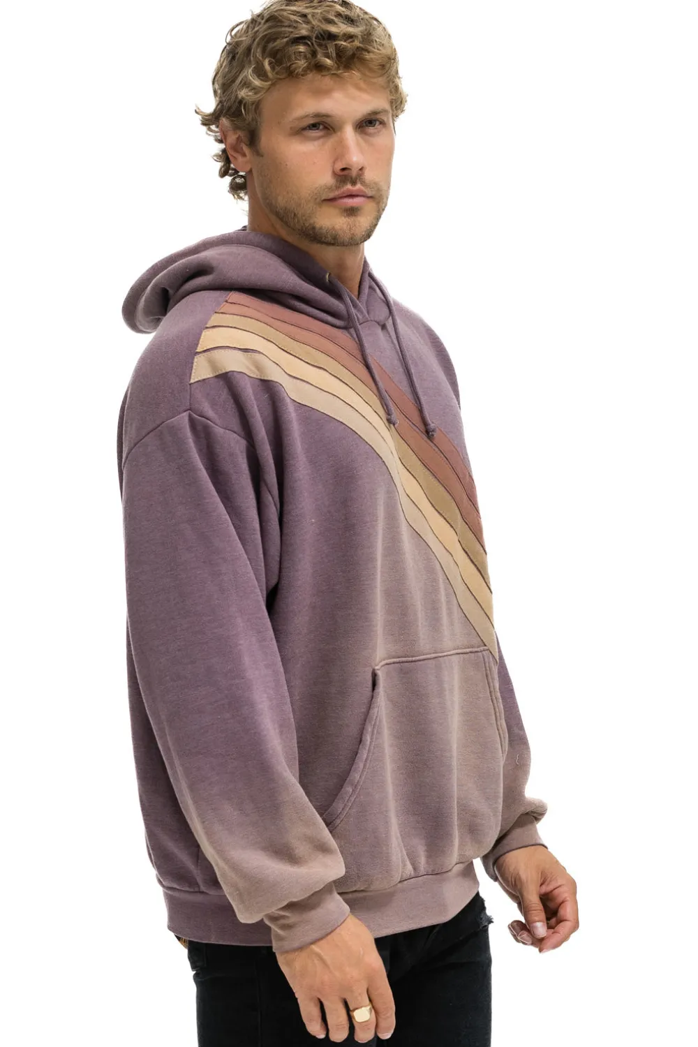 Hoodies | Hoodies | Aviator Nation CROSS STRIPE RELAXED PULLOVER HOODIE - FADED MOCHA FADEDMOCHA