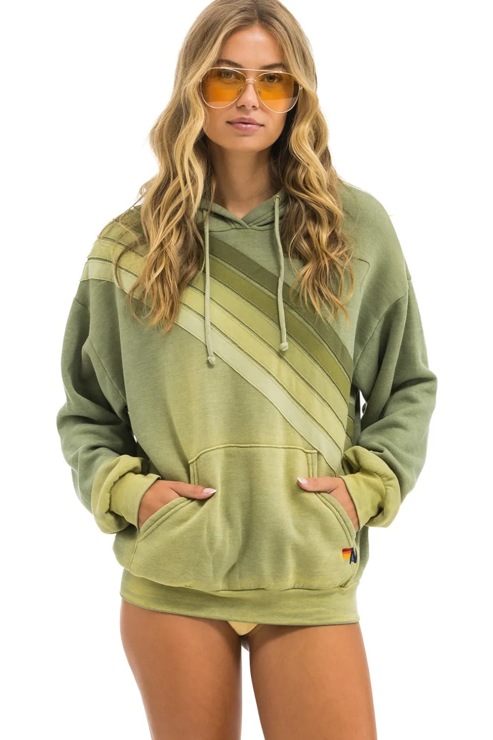 Hoodies | Hoodies | Aviator Nation CROSS STRIPE RELAXED PULLOVER HOODIE - FADED ARMY FADEDARMY