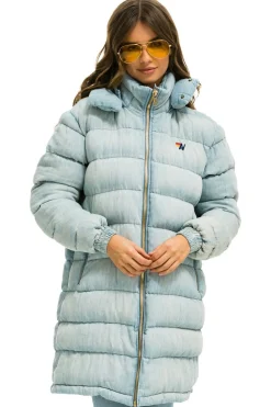 Denim | Denim | Aviator Nation DENIM PUFFER LONG TREKKER JACKET - SUPER LIGHT SUPERLIGHT