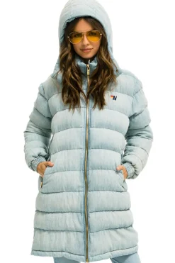 Denim | Denim | Aviator Nation DENIM PUFFER LONG TREKKER JACKET - SUPER LIGHT SUPERLIGHT
