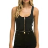 Denim | Denim | Aviator Nation DENIM TOP ZIP FRONT BUSTIER - VINTAGE BLACK VINTAGEBLACK