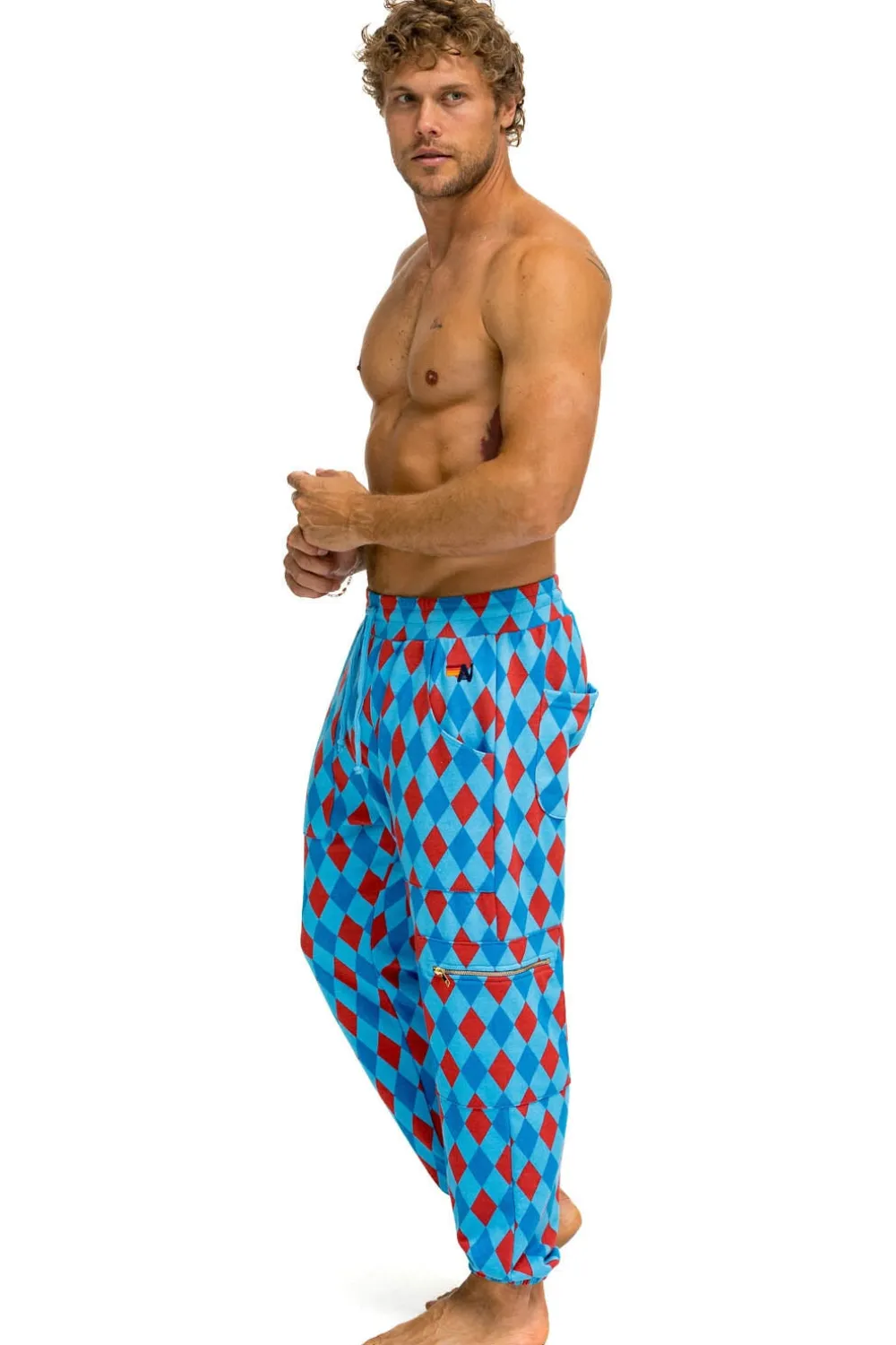 Sweatpants | Aviator Nation DIAMOND REPEAT SMILEY 2 EMBROIDERY SWEATPANTS - SKY
