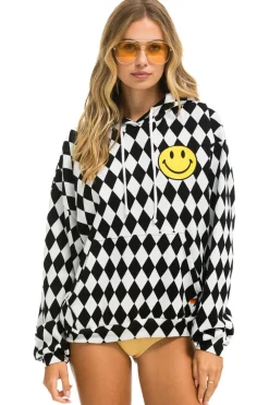 Hoodies | Hoodies | Aviator Nation DIAMOND SMILEY 2 EMBRIODERY RELAXED PULLOVER HOODIE - WHITE // BLACK WHITE//BLACK