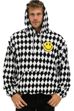 Hoodies | Hoodies | Aviator Nation DIAMOND SMILEY 2 EMBRIODERY RELAXED PULLOVER HOODIE - WHITE // BLACK WHITE//BLACK