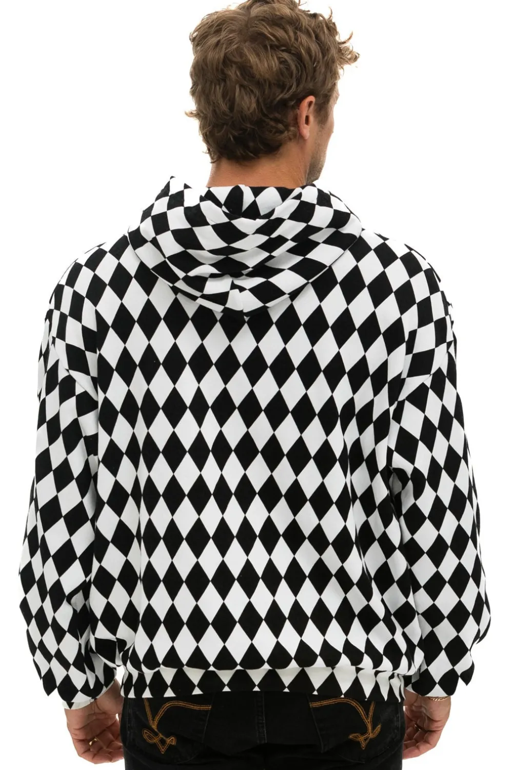 Hoodies | Hoodies | Aviator Nation DIAMOND SMILEY 2 EMBRIODERY RELAXED PULLOVER HOODIE - WHITE // BLACK WHITE//BLACK