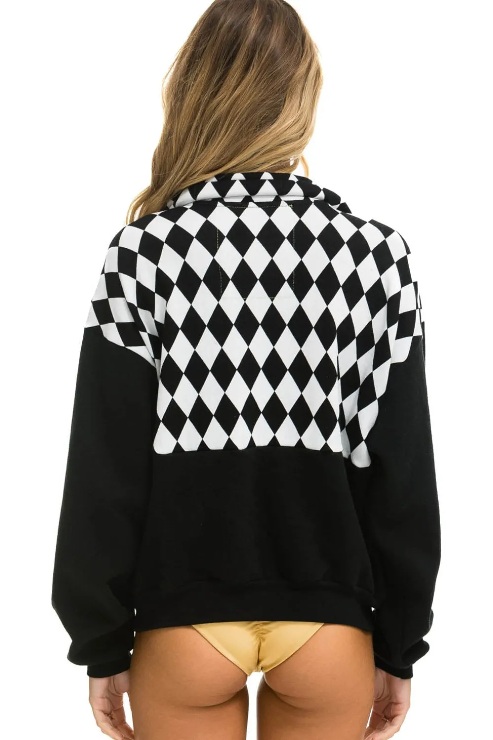Sweatshirts | Sweatshirts | Aviator Nation DIAMOND SMILEY 2 EMBROIDERY FLEECE HALF ZIP SWEATSHIRT - BLACK // WHITE BLACK//WHITE