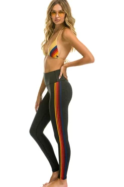 Activewear | Activewear | Aviator Nation FULL LENGTH HI-RISE 5 STRIPE LEGGINGS - CHARCOAL