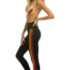 Activewear | Activewear | Aviator Nation FULL LENGTH HI-RISE 5 STRIPE LEGGINGS - BLACK