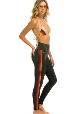 Activewear | Activewear | Aviator Nation FULL LENGTH HI-RISE 5 STRIPE LEGGINGS - CHARCOAL