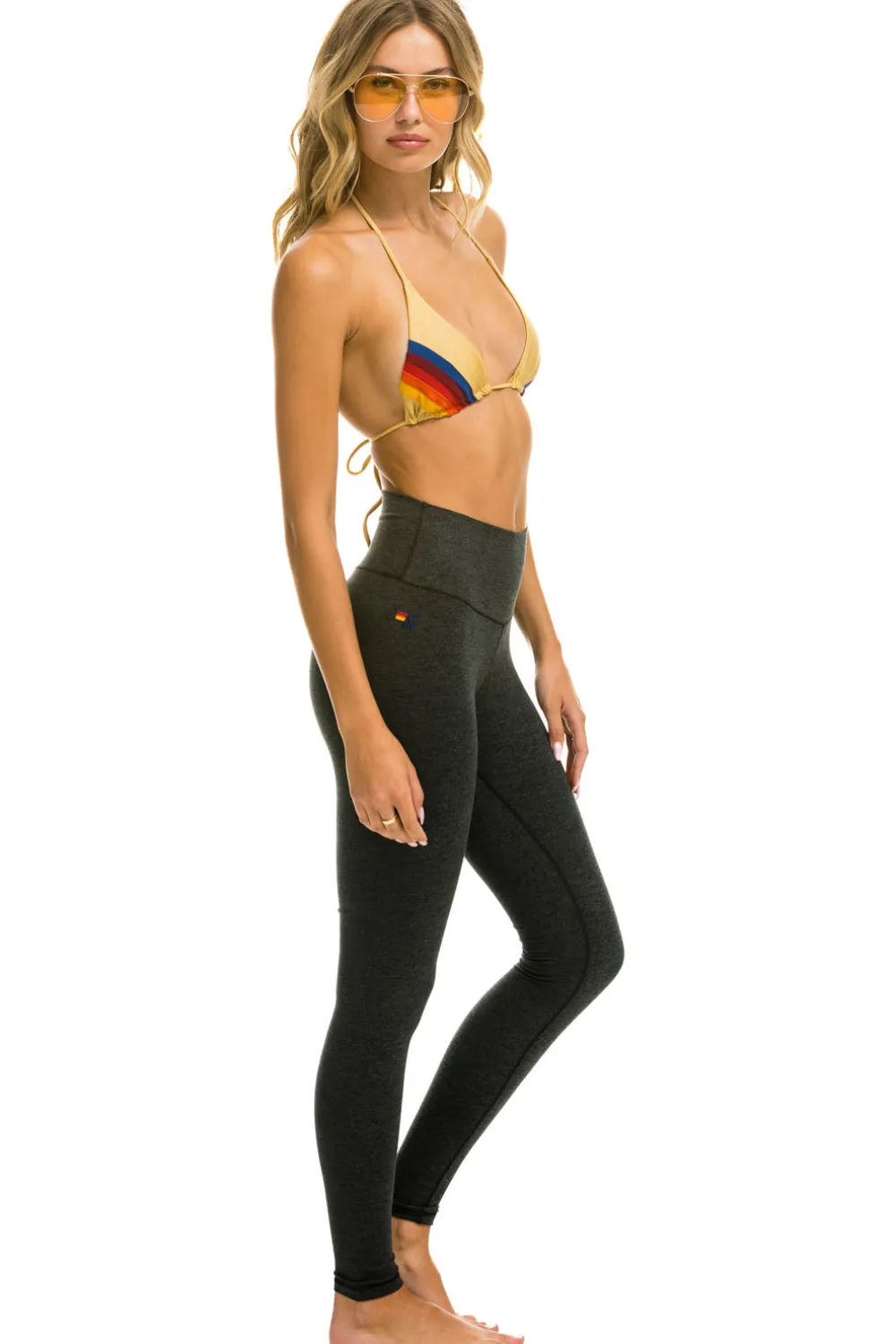 Activewear | Activewear | Aviator Nation FULL LENGTH HI-RISE BOLT FADE LEGGINGS - CHARCOAL // PINK PURPLE CHARCOAL//PINKPURPLE