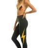 Activewear | Activewear | Aviator Nation FULL LENGTH HI-RISE BOLT LEGGINGS - CHARCOAL // GOLD CHARCOAL//GOLD