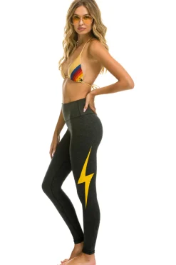 Activewear | Activewear | Aviator Nation FULL LENGTH HI-RISE BOLT LEGGINGS - CHARCOAL // GOLD CHARCOAL//GOLD