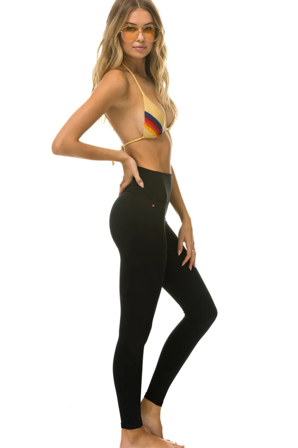 Activewear | Activewear | Aviator Nation FULL LENGTH HI-RISE BOLT LEGGINGS - BLACK