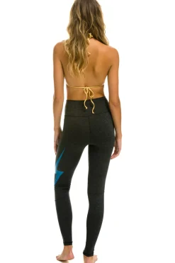 Activewear | Activewear | Aviator Nation FULL LENGTH HI-RISE BOLT LEGGINGS - CHARCOAL // BLUE CHARCOAL//BLUE