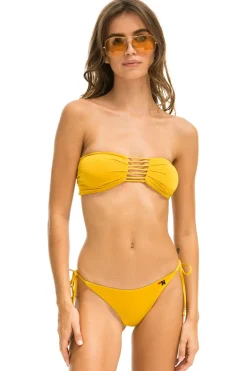 Swim Tops | Aviator Nation GATHERED BANDEAU BIKINI TOP - REGGAE