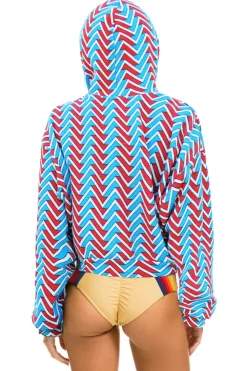 Hoodies | Aviator Nation GEO ZIG BOLT EMBRIODERY RELAXED CROPPED PULLOVER HOODIE - RED // BLUE RED//BLUE