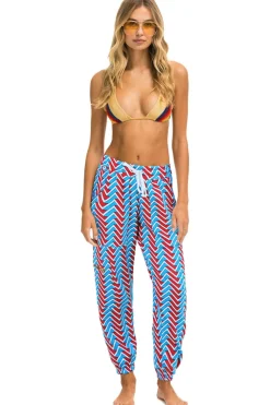 Sweatpants | Aviator Nation GEO ZIG BOLT EMBROIDERY CARGO  SWEATPANTS - BLUE // RED BLUE//RED