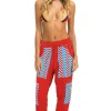 Sweatpants | Aviator Nation GEO ZIG BOLT EMBROIDERY CARGO COLOR BLOCK SWEATPANTS - RED // BLUE RED//BLUE