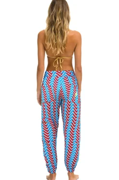 Sweatpants | Aviator Nation GEO ZIG BOLT EMBROIDERY CARGO  SWEATPANTS - BLUE // RED BLUE//RED