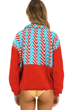 Sweatshirts | Sweatshirts | Aviator Nation GEO ZIG BOLT EMBROIDERY FLEECE HALF ZIP COLOR BLOCK SWEATSHIRT - RED // BLUE RED//BLUE