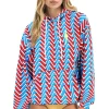 Hoodies | Hoodies | Aviator Nation GEO ZIG BOLT EMBROIDERY RELAXED PULLOVER HOODIE - RED // BLUE RED//BLUE