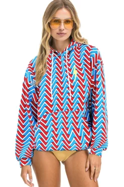Hoodies | Hoodies | Aviator Nation GEO ZIG BOLT EMBROIDERY RELAXED PULLOVER HOODIE - RED // BLUE RED//BLUE