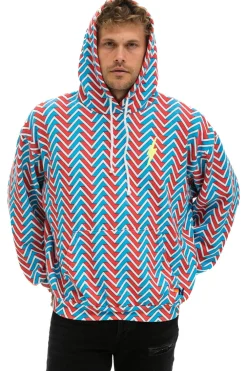 Hoodies | Hoodies | Aviator Nation GEO ZIG BOLT EMBROIDERY RELAXED PULLOVER HOODIE - RED // BLUE RED//BLUE