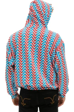 Hoodies | Hoodies | Aviator Nation GEO ZIG BOLT EMBROIDERY RELAXED PULLOVER HOODIE - RED // BLUE RED//BLUE