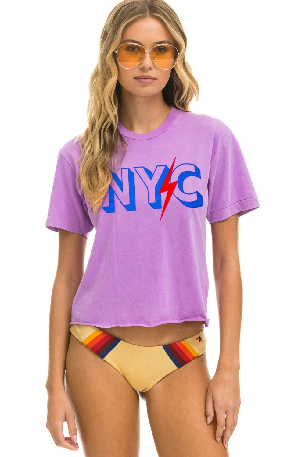 Collab Merchandise | Collab Merchandise | Aviator Nation GOV BALL 2024 BOYFRIEND TEE - NEON PURPLE NEONPURPLE