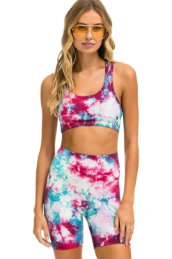 Activewear | Activewear | Aviator Nation HAND DYED 6 INCH HI-RISE BIKER SHORT - TIE DYE TURQUOISE TIEDYETURQUOISE