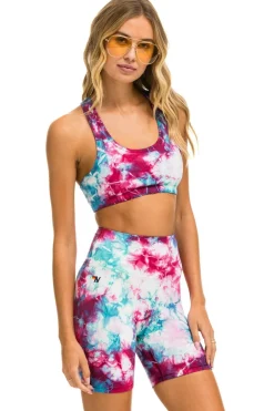 Activewear | Activewear | Aviator Nation HAND DYED 6 INCH HI-RISE BIKER SHORT - TIE DYE TURQUOISE TIEDYETURQUOISE