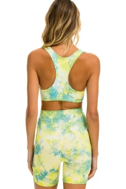 Activewear | Activewear | Aviator Nation HAND DYED 6 INCH HI-RISE BIKER SHORT - TIE DYE NEON YELLOW TIEDYENEONYELLOW