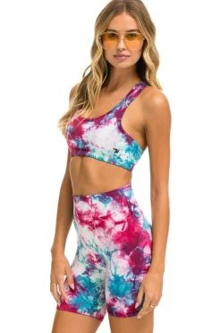 Activewear | Activewear | Aviator Nation HAND DYED 6 INCH HI-RISE BIKER SHORT - TIE DYE TURQUOISE TIEDYETURQUOISE