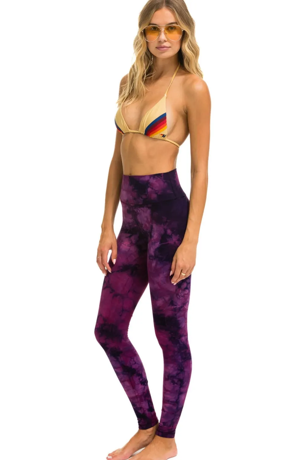 Activewear | Activewear | Aviator Nation HAND DYED FULL LENGTH HI-RISE LEGGINGS - TIE DYE CRYSTAL ROSE TIEDYECRYSTALROSE