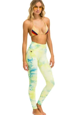 Activewear | Activewear | Aviator Nation HAND DYED FULL LENGTH HI-RISE LEGGINGS - TIE DYE NEON YELLOW TIEDYENEONYELLOW