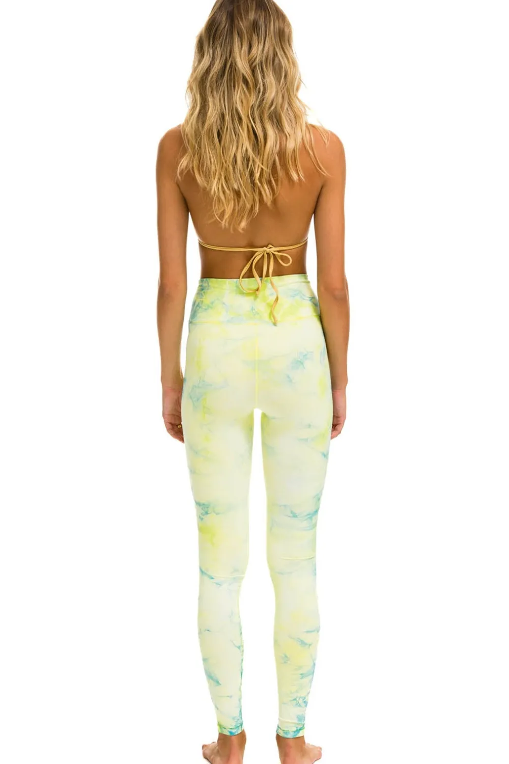 Activewear | Activewear | Aviator Nation HAND DYED FULL LENGTH HI-RISE LEGGINGS - TIE DYE NEON YELLOW TIEDYENEONYELLOW