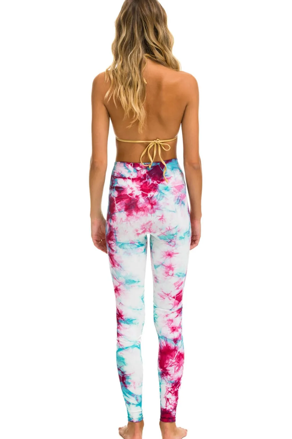 Activewear | Activewear | Aviator Nation HAND DYED FULL LENGTH HI-RISE LEGGINGS - TIE DYE TURQUOISE TIEDYETURQUOISE