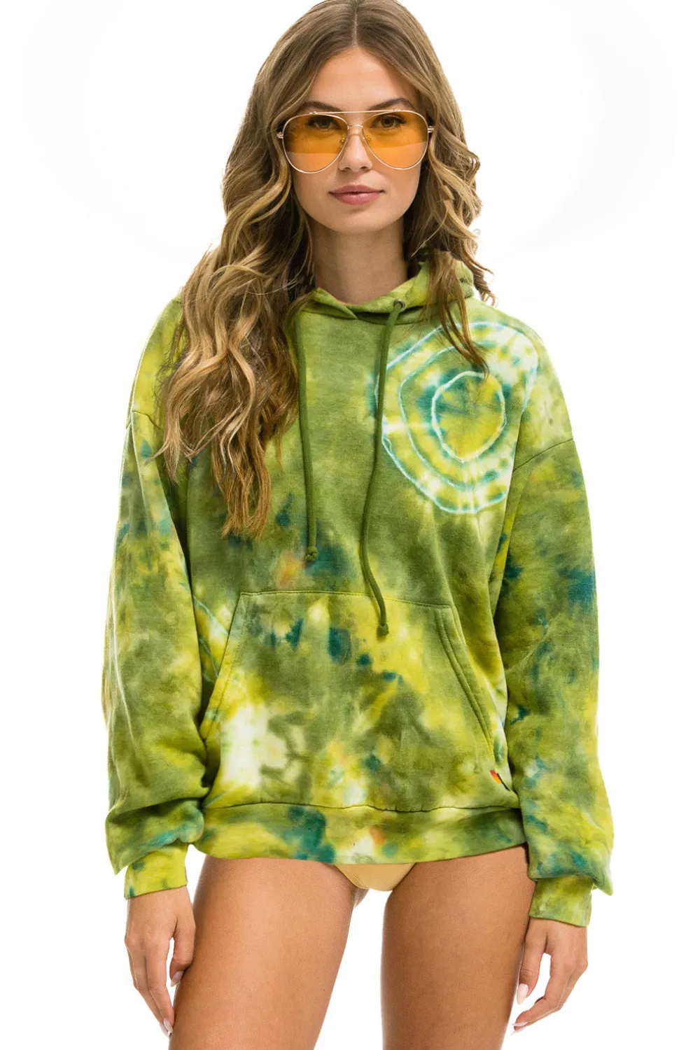Hoodies | Hoodies | Aviator Nation HAND DYED PULLOVER HOODIE RELAXED - TIE DYE GREEN YELLOW TIEDYEGREENYELLOW