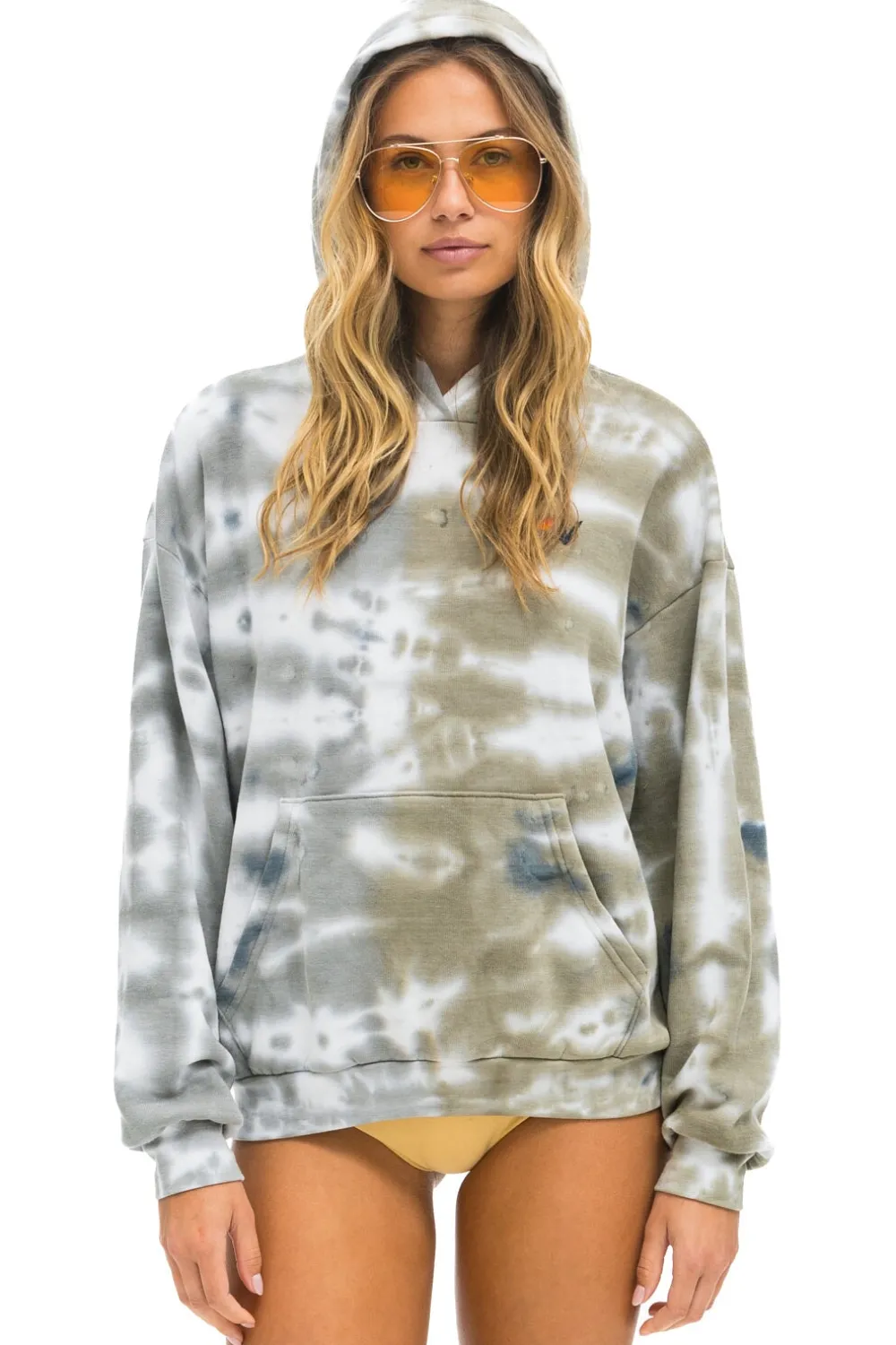 Hoodies | Hoodies | Aviator Nation HAND DYED PULLOVER HOODIE RELAXED - TIE DYE GREY // OLIVE TIEDYEGREY//OLIVE