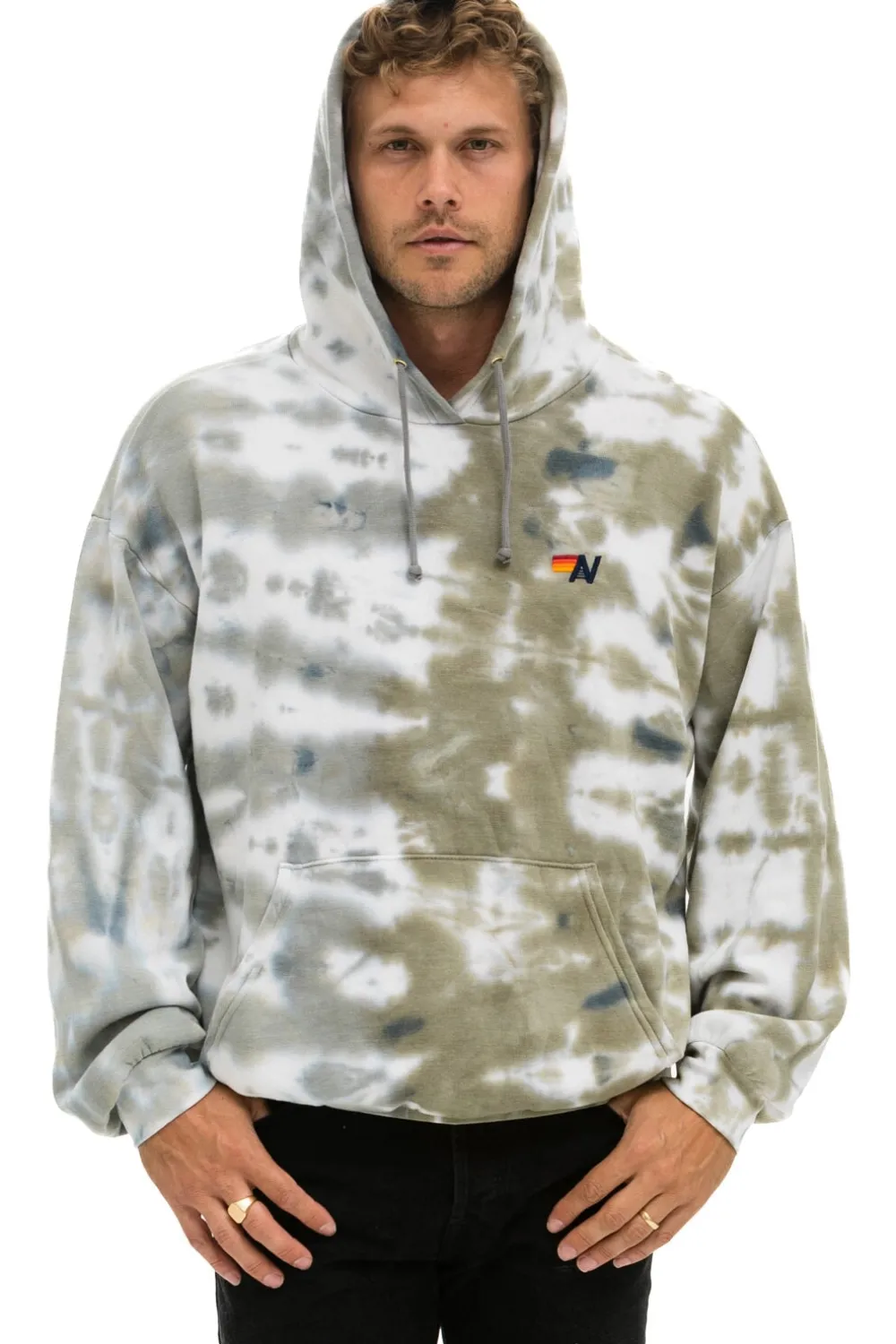 Hoodies | Hoodies | Aviator Nation HAND DYED PULLOVER HOODIE RELAXED - TIE DYE GREY // OLIVE TIEDYEGREY//OLIVE