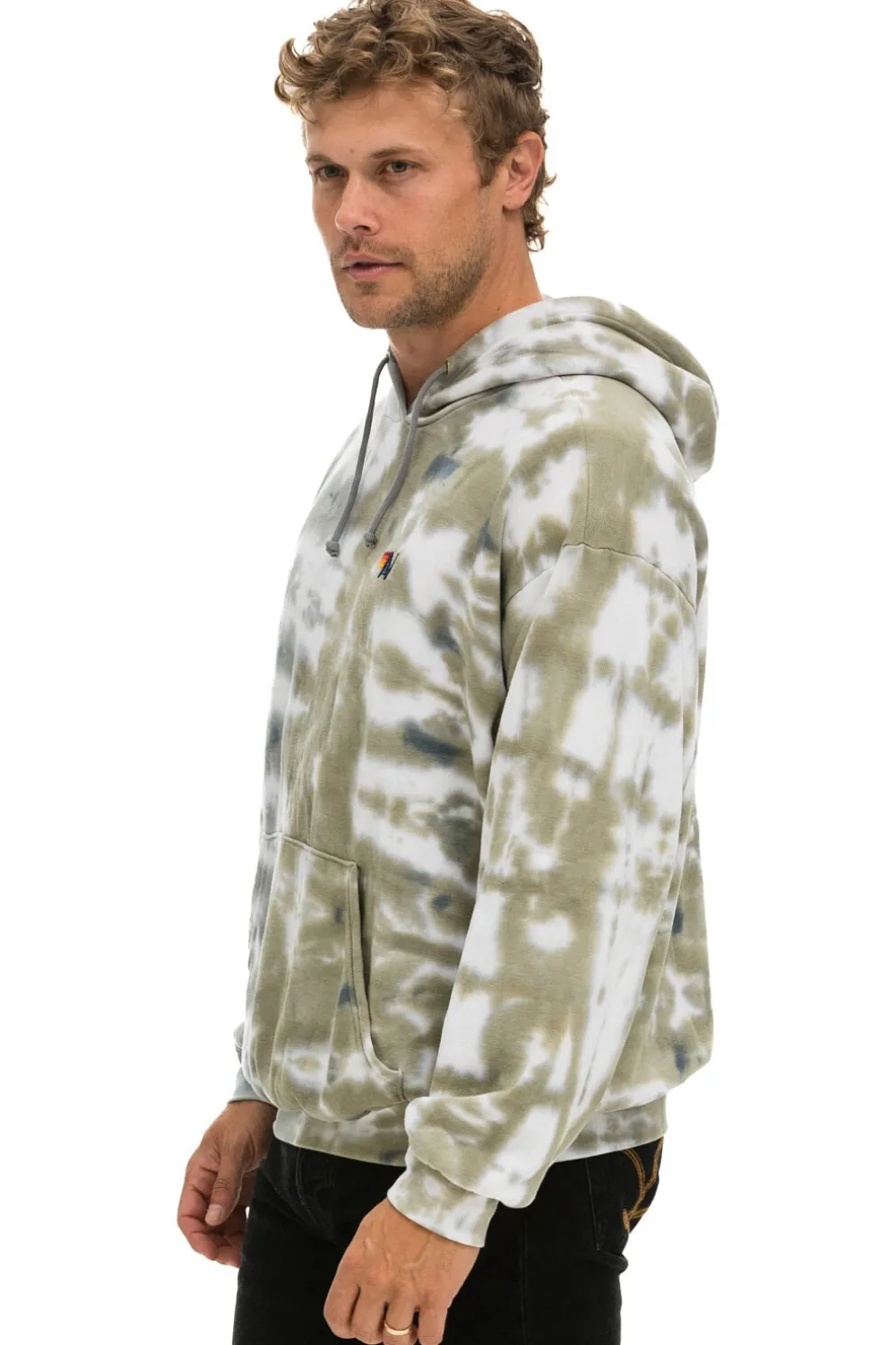 Hoodies | Hoodies | Aviator Nation HAND DYED PULLOVER HOODIE RELAXED - TIE DYE GREY // OLIVE TIEDYEGREY//OLIVE