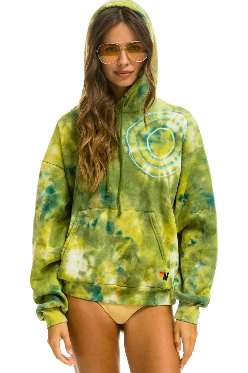 Hoodies | Hoodies | Aviator Nation HAND DYED PULLOVER HOODIE RELAXED - TIE DYE GREEN YELLOW TIEDYEGREENYELLOW