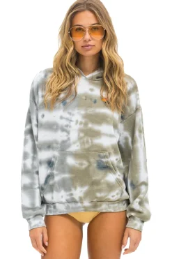 Hoodies | Hoodies | Aviator Nation HAND DYED PULLOVER HOODIE RELAXED - TIE DYE GREY // OLIVE TIEDYEGREY//OLIVE